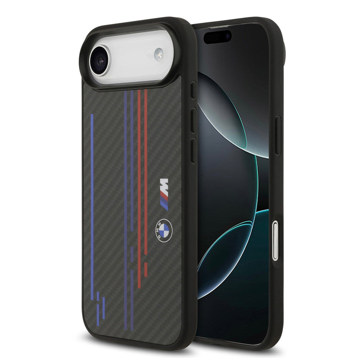 BMW iPhone Air Backcover hoesje - MagSafe Kevlar Case With Printed Tricolor & Metal Logos - Zwart-Hoesjes-Ilumina Benelux