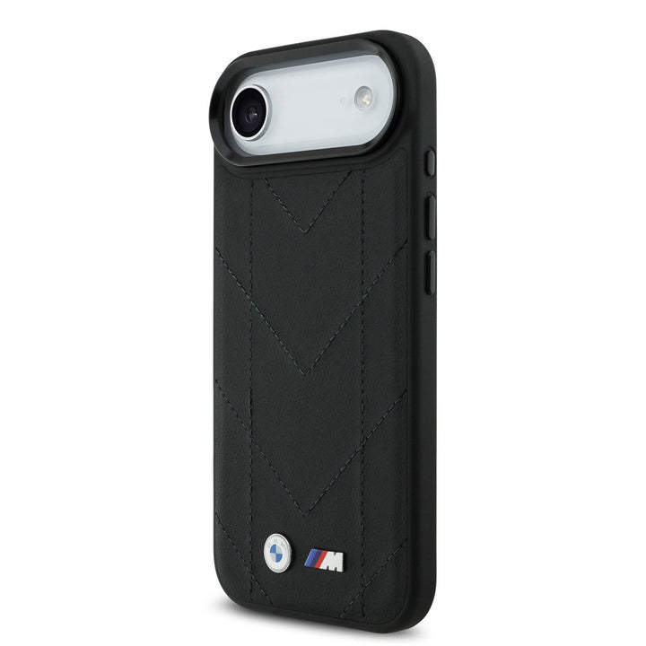 BMW iPhone Air Backcover hoesje - MagSafe - Quilted Leather Case With Metal Logo - Zwart-Hoesjes-Ilumina Benelux