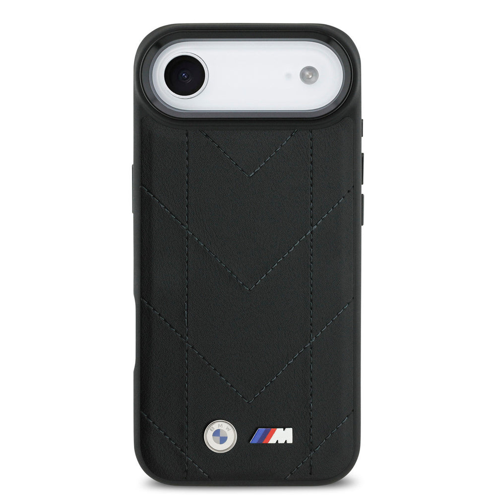 BMW iPhone Air Backcover hoesje - MagSafe - Quilted Leather Case With Metal Logo - Zwart-Hoesjes-Ilumina Benelux