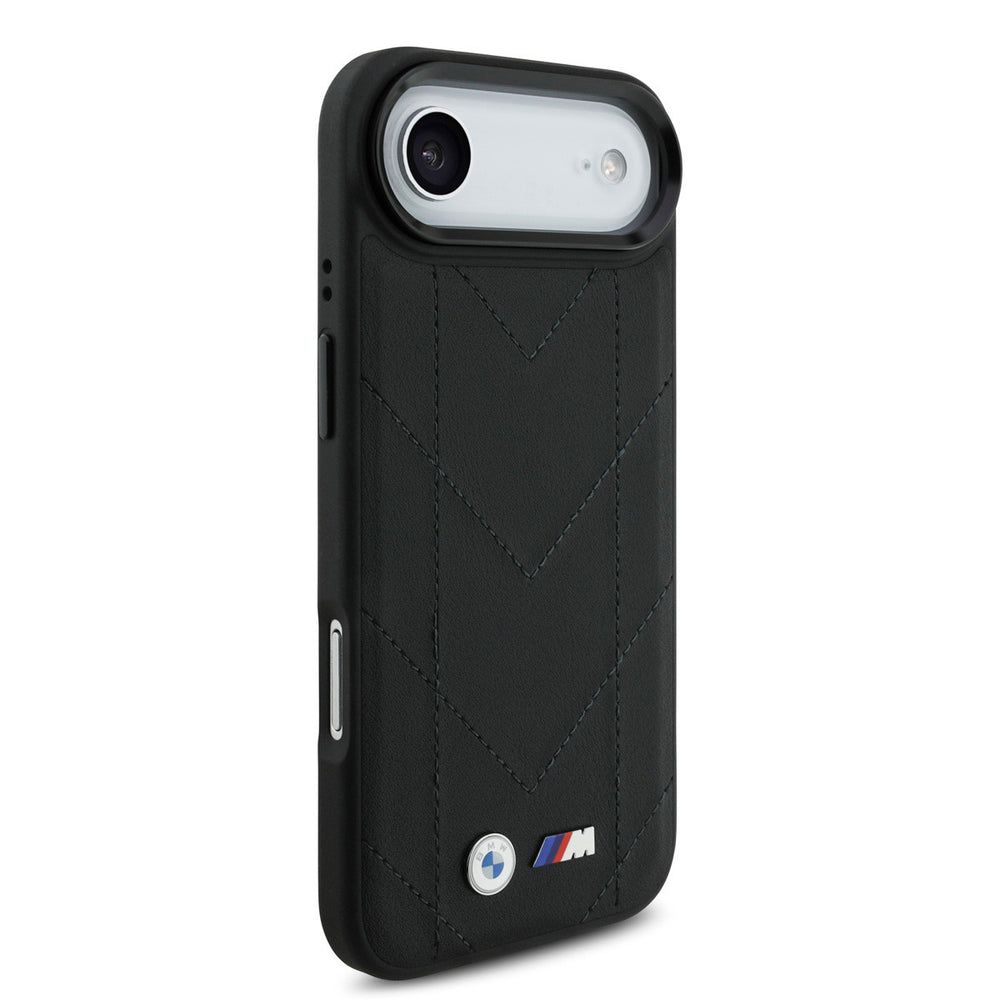 BMW iPhone Air Backcover hoesje - MagSafe - Quilted Leather Case With Metal Logo - Zwart-Hoesjes-Ilumina Benelux