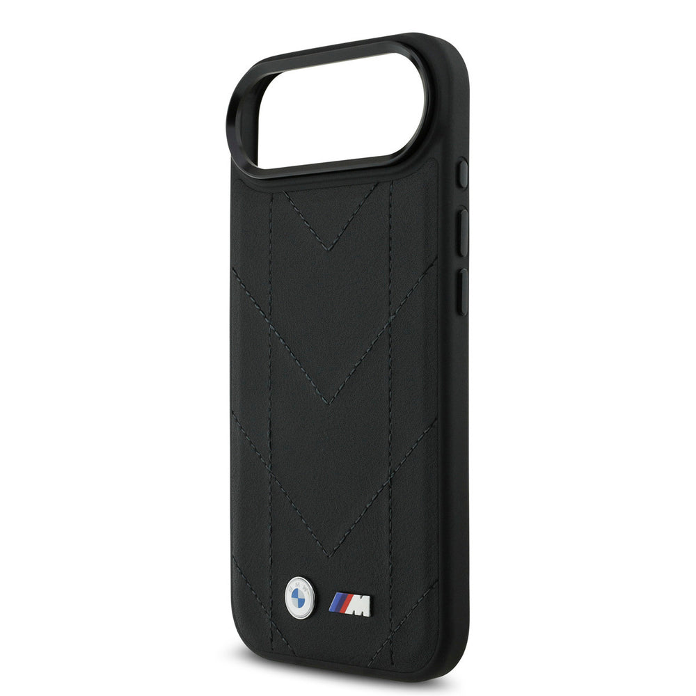BMW iPhone Air Backcover hoesje - MagSafe - Quilted Leather Case With Metal Logo - Zwart-Hoesjes-Ilumina Benelux