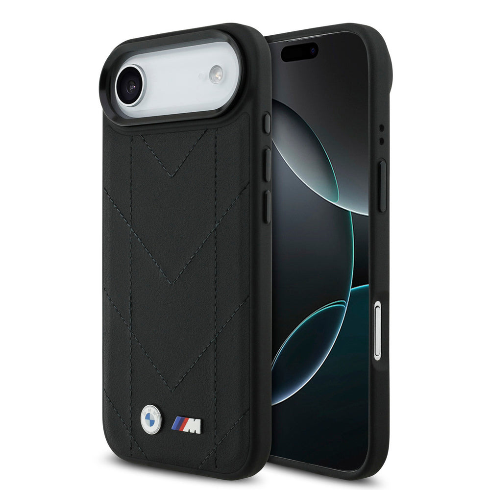 BMW iPhone Air Backcover hoesje - MagSafe - Quilted Leather Case With Metal Logo - Zwart-Hoesjes-Ilumina Benelux