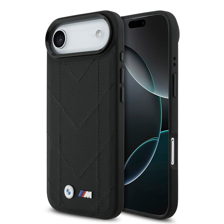 BMW iPhone Air Backcover hoesje - MagSafe - Quilted Leather Case With Metal Logo - Zwart-Hoesjes-Ilumina Benelux