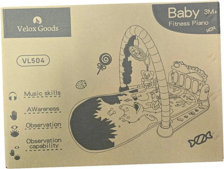 Baby gym met piano – Velox Goods VL-504 speelkleed – Muziek & licht – Verwijderbare speeltjes – Vanaf 3 maanden – Blauw-Babygym-Ilumina Benelux