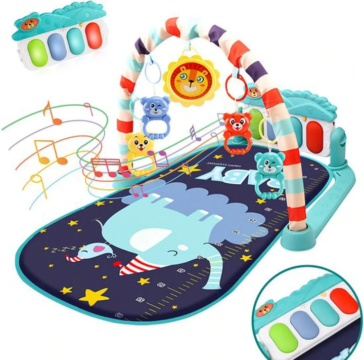 Baby gym met piano – Velox Goods VL-504 speelkleed – Muziek & licht – Verwijderbare speeltjes – Vanaf 3 maanden – Blauw-Babygym-Ilumina Benelux