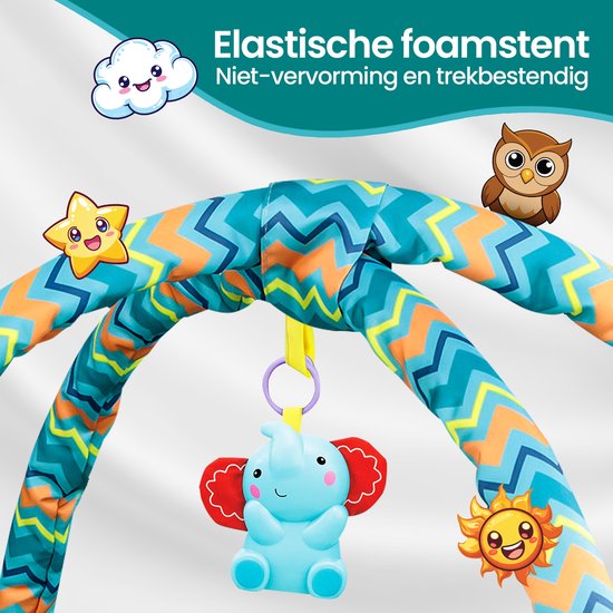 Baby gym speelmat – Velox Goods VL-506 – Interactief & educatief – Veilig met hangspeeltjes en zijwanden – Blauw-Babygym-Ilumina Benelux