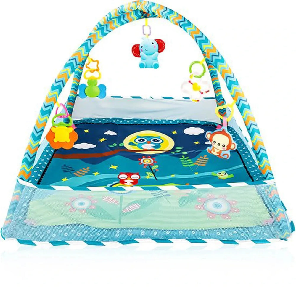 Baby gym speelmat – Velox Goods VL-506 – Interactief & educatief – Veilig met hangspeeltjes en zijwanden – Blauw-Babygym-Ilumina Benelux