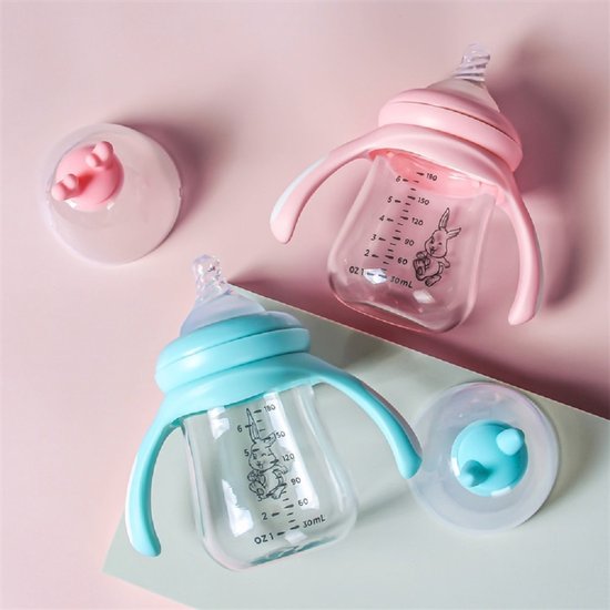 Babyfles met handvat – Zuigfles 180ml – BPA-vrij – Anti-koliek – Vaatwasser- & magnetronbestendig – Mint-Ilumina Benelux