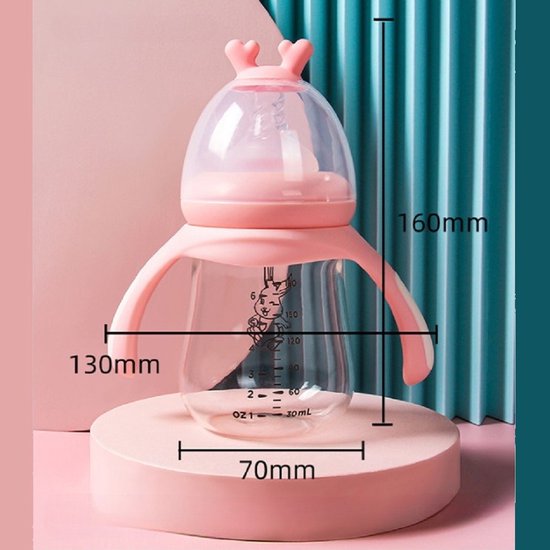 Babyfles met handvat – Zuigfles 180ml – BPA-vrij – Anti-koliek – Vaatwasser- & magnetronbestendig – Mint-Ilumina Benelux