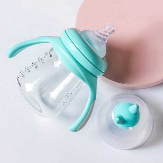 Babyfles met handvat – Zuigfles 180ml – BPA-vrij – Anti-koliek – Vaatwasser- & magnetronbestendig – Mint-Ilumina Benelux