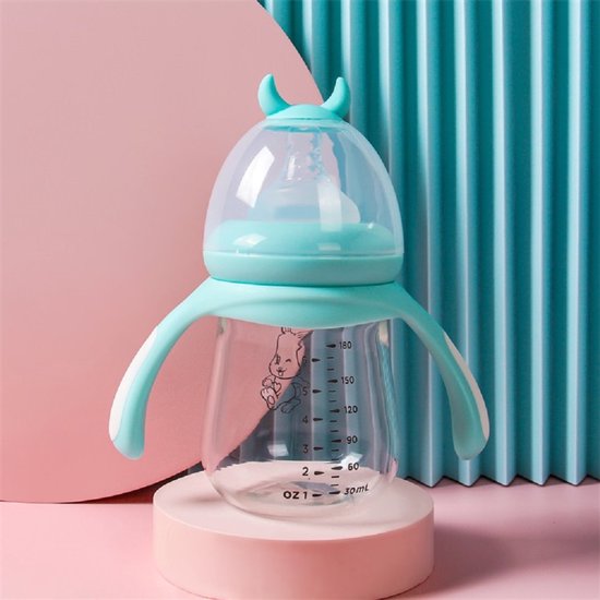 Babyfles met handvat – Zuigfles 180ml – BPA-vrij – Anti-koliek – Vaatwasser- & magnetronbestendig – Mint-Ilumina Benelux
