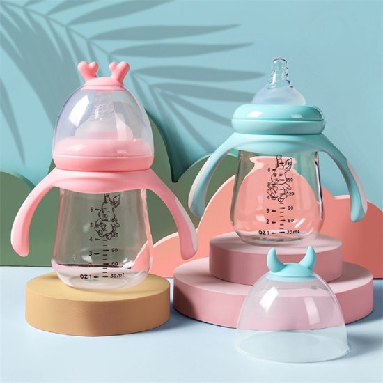 Babyfles met handvat – Zuigfles 180ml – BPA-vrij – Anti-koliek – Vaatwasser- & magnetronbestendig – Mint-Ilumina Benelux