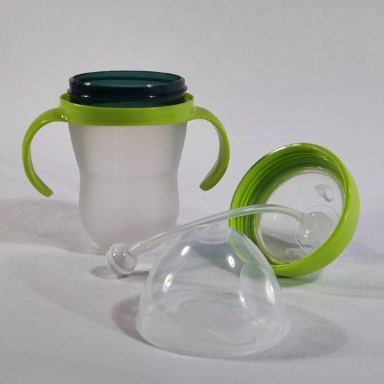 Babyfles met handvaten – Siliconen zuigfles 240ml – Lekvrij antislip – BPA-vrij drinkbeker – Roze-Ilumina Benelux