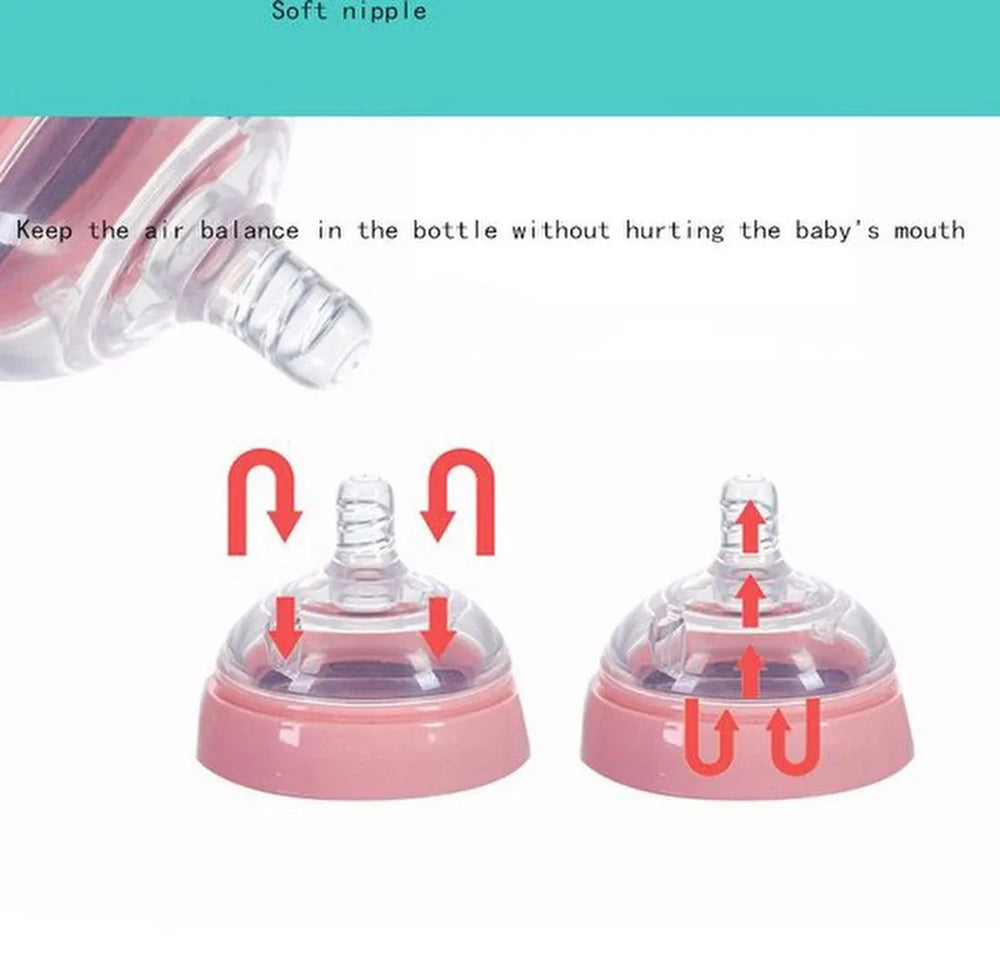 Babyfles met handvaten – Siliconen zuigfles 240ml – Lekvrij antislip – BPA-vrij drinkbeker – Roze-Ilumina Benelux