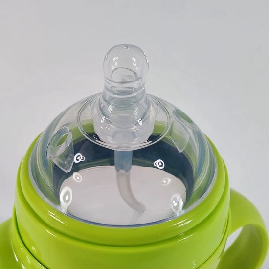 Babyfles met handvaten – Siliconen zuigfles 240ml – Lekvrij antislip – BPA-vrij drinkbeker – Roze-Ilumina Benelux