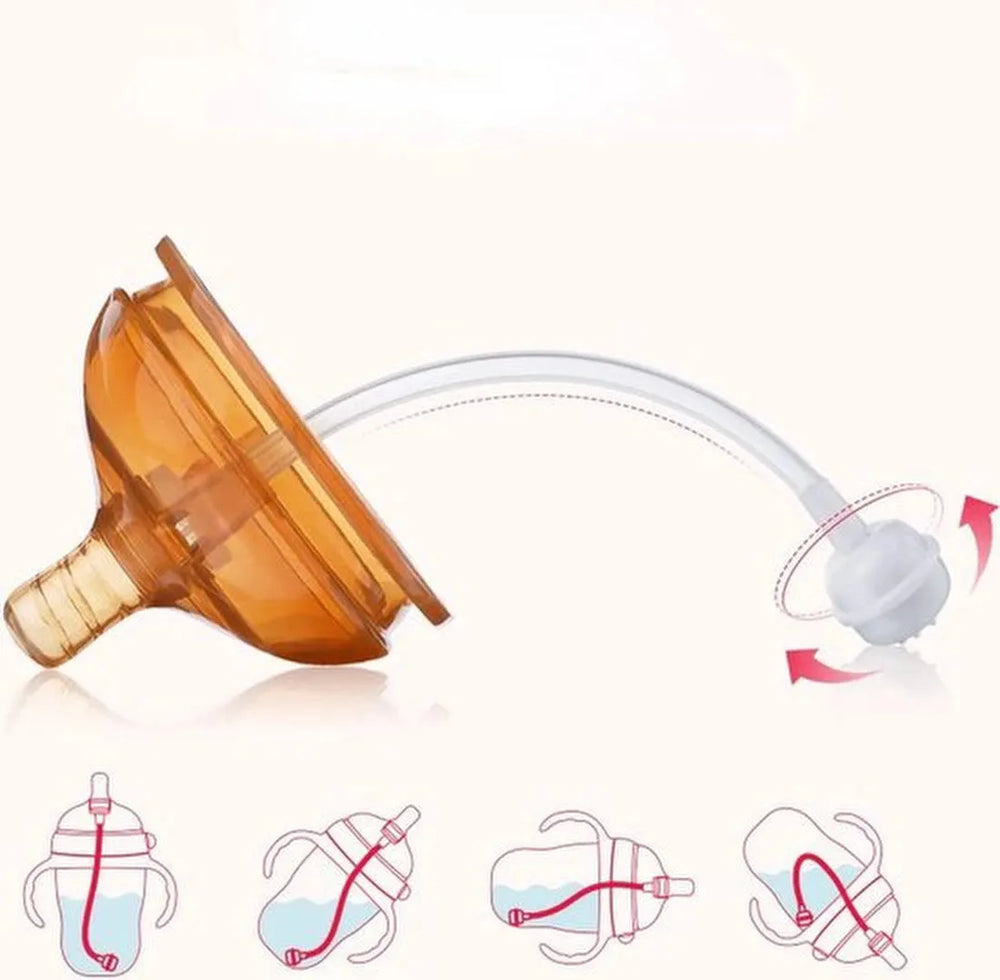 Babyfles met handvaten – Siliconen zuigfles 240ml – Lekvrij & antislip – BPA-vrij drinkbeker voor baby’s – Bruin-Ilumina Benelux
