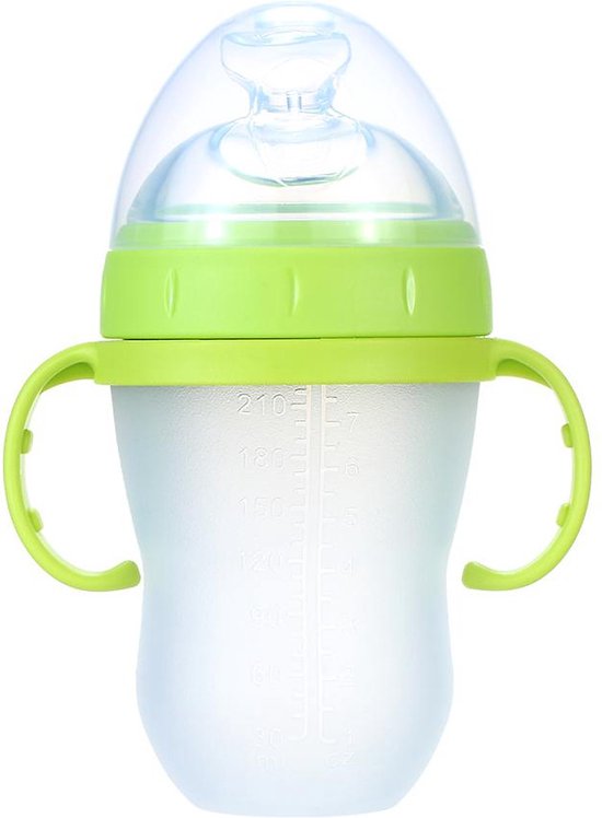 Babyfles met handvatten – Siliconen zuigfles 240ml – Lekvrij & antislip – BPA-vrij drinkbeker – Groen-Ilumina Benelux