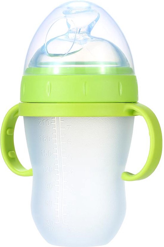 Babyfles met handvatten – Siliconen zuigfles 240ml – Lekvrij & antislip – BPA-vrij drinkbeker – Groen-Ilumina Benelux