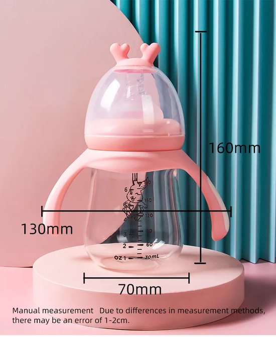 Babyfles met handvatten – Zuigfles 180ml – BPA-vrij – Anti-koliek – Vaatwasser & magnetronbestendig – Groen-Ilumina Benelux