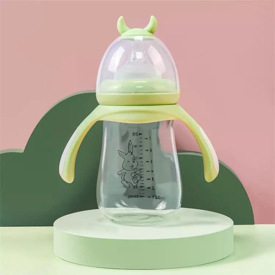 Babyfles met handvatten – Zuigfles 180ml – BPA-vrij – Anti-koliek – Vaatwasser & magnetronbestendig – Groen-Ilumina Benelux