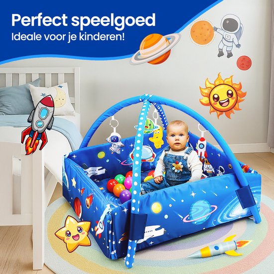Babygym speelkleed – Velox Goods VL-505 5-in-1 activiteitenmat & ballenbak – Ruimtemotief – Zacht wasbaar – 58x70 cm-Babygym-Ilumina Benelux
