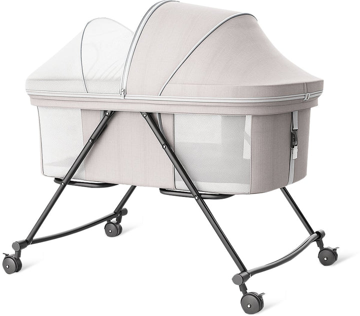 Babywieg – Velox Goods VL-513 – Verstelbare hoogte – Schommelfunctie – Opvouwbaar & ademend gaas – Grijs-Ledikant-Ilumina Benelux