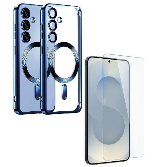 Backcover met 2x Screenprotector Samsung Galaxy S26 Hoesjes – MagSafe Compatible – Ingebouwde Camera Lens Protector - Blauw-Ilumina Benelux