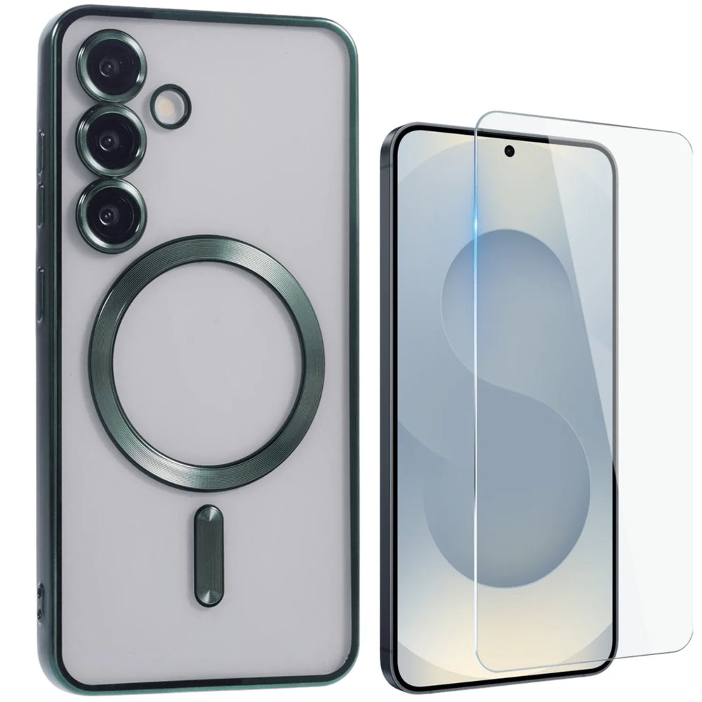 Backcover met 2x Screenprotector Samsung Galaxy S26 Hoesjes – MagSafe Compatible – Ingebouwde Camera Lens Protector - Groen-Ilumina Benelux