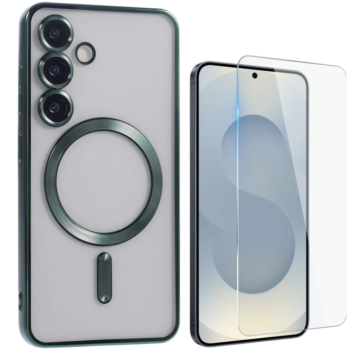 Backcover met 2x Screenprotector Samsung Galaxy S26 Hoesjes – MagSafe Compatible – Ingebouwde Camera Lens Protector - Groen-Ilumina Benelux