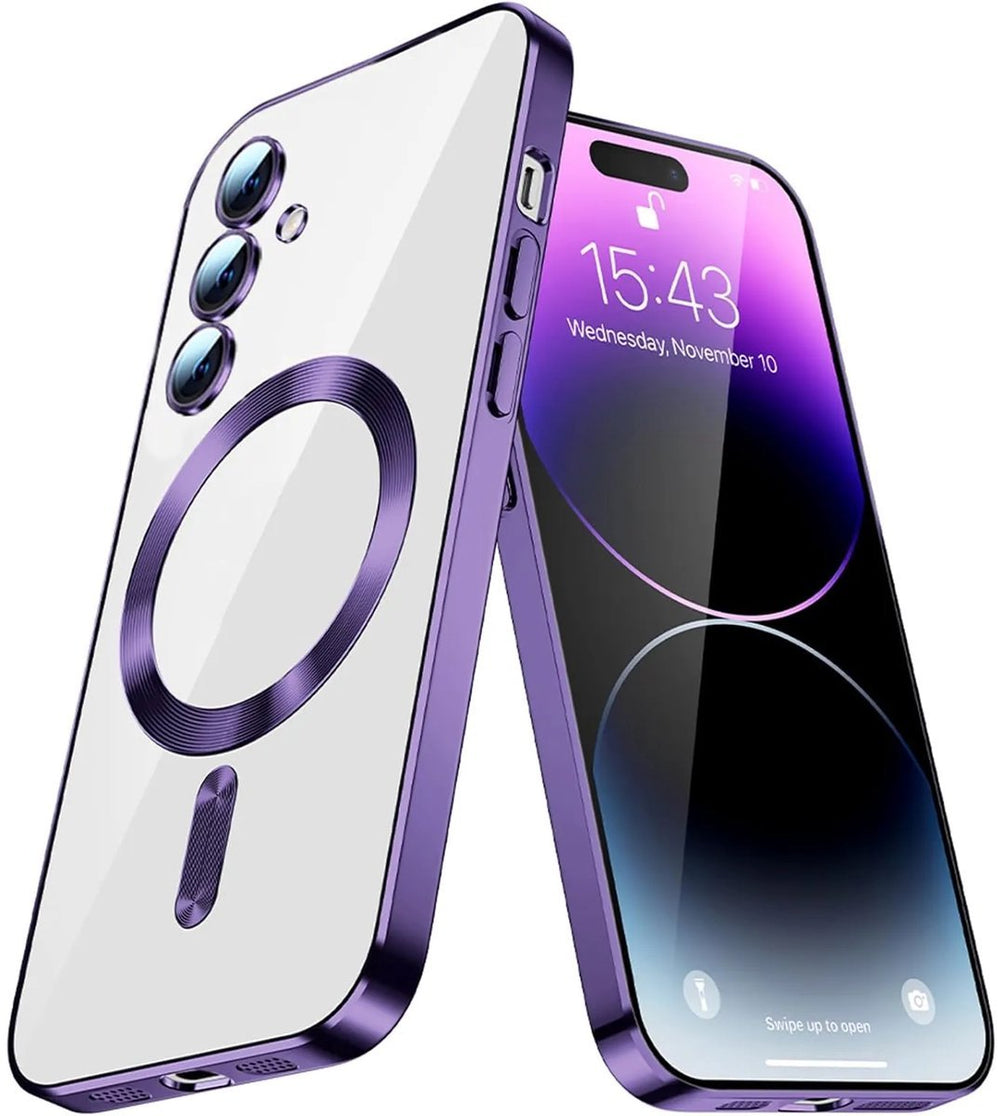 Backcover met 2x Screenprotector Samsung Galaxy S26 Hoesjes – MagSafe Compatible – Ingebouwde Camera Lens Protector - Paars-Ilumina Benelux