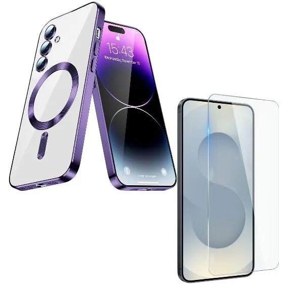 Backcover met 2x Screenprotector Samsung Galaxy S26 Hoesjes – MagSafe Compatible – Ingebouwde Camera Lens Protector - Paars-Ilumina Benelux