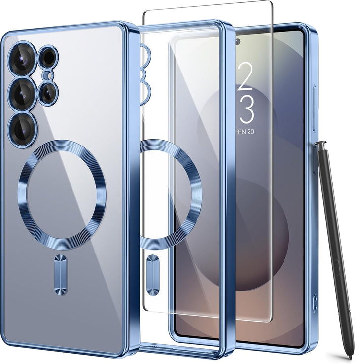Backcover met 2x Screenprotector Samsung Galaxy S26 Ultra Hoesjes – MagSafe Compatible – Ingebouwde Camera Lens Protector - Blauw-Hoesjes-Ilumina Benelux
