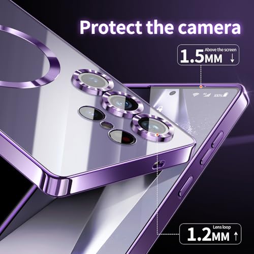 Detail van paarse telefoonhoes met verhoogde camerarand