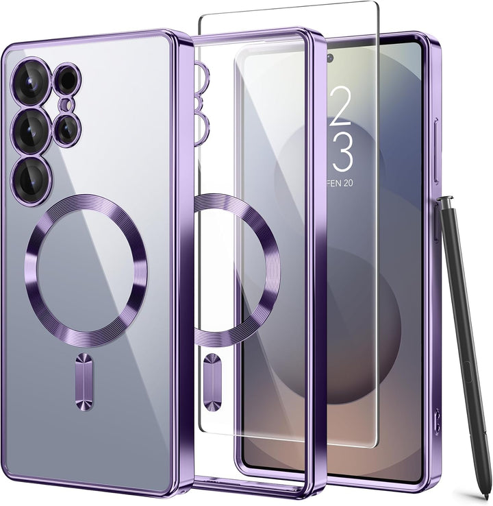 Backcover met 2x Screenprotector Samsung Galaxy S26 Ultra Hoesjes – MagSafe Compatible – Ingebouwde Camera Lens Protector - Paars-Hoesjes-Ilumina Benelux