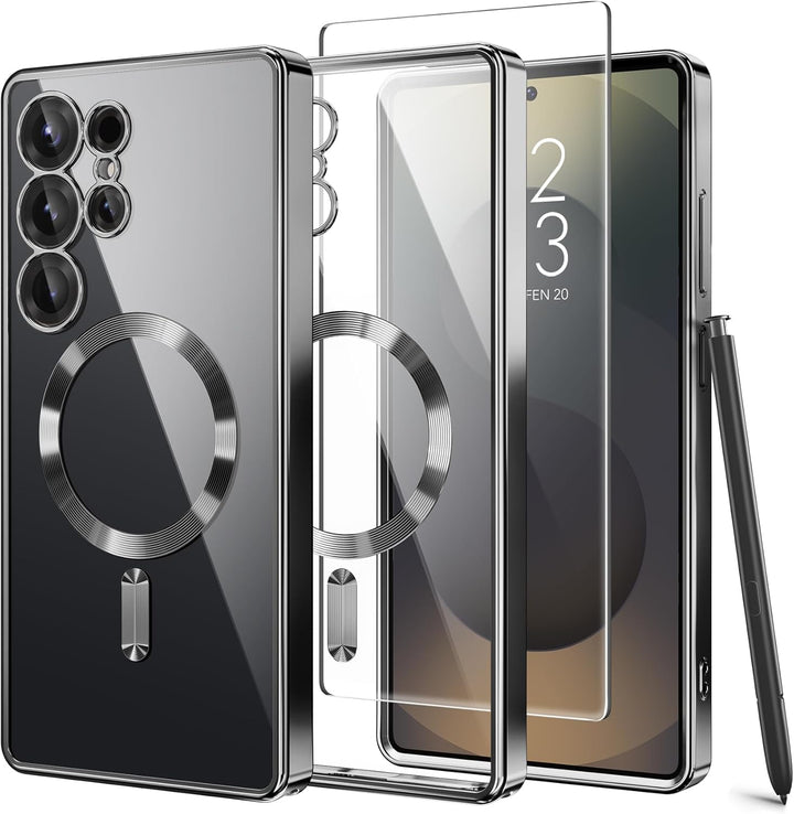 Backcover met 2x Screenprotector Samsung Galaxy S26 Ultra Hoesjes – MagSafe Compatible – Ingebouwde Camera Lens Protector - Zwart-Hoesjes-Ilumina Benelux