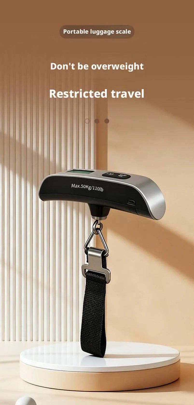 Bagageweegschaal – Digitaal met weeghaak & thermometer – Tot 50 kg – Inclusief batterijen – Zwart-Ilumina Benelux
