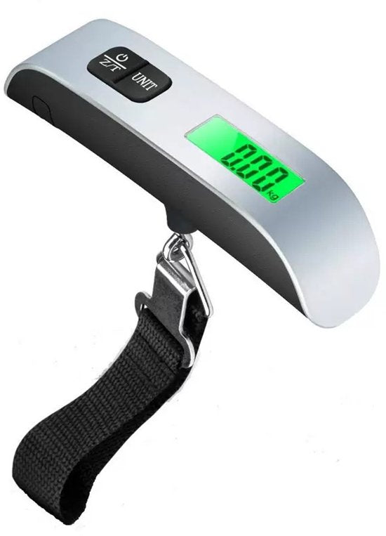 Bagageweegschaal – Digitaal met weeghaak & thermometer – Tot 50 kg – Inclusief batterijen – Zwart-Ilumina Benelux