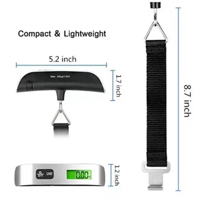 Bagageweegschaal – Digitale Hangweegschaal – LCD Display – 10g-50kg – Zwart-Ilumina Benelux