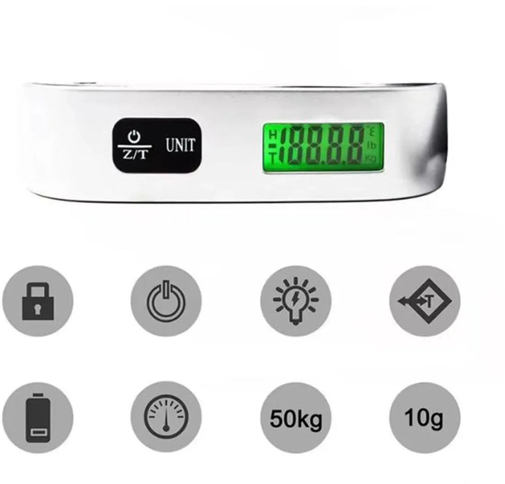 Bagageweegschaal – Digitale Hangweegschaal – LCD Display – 10g-50kg – Zwart-Ilumina Benelux