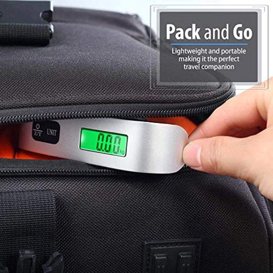 Bagageweegschaal – Digitale kofferweegschaal met weegband – Hangweegschaal – Compact – Zilver-Ilumina Benelux