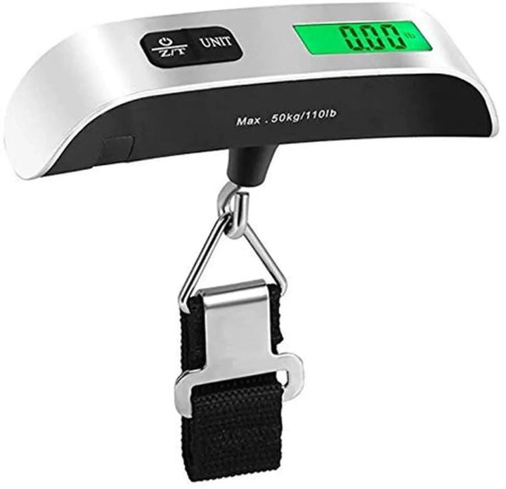 Bagageweegschaal – Digitale kofferweegschaal met weegband – Hangweegschaal – Compact – Zilver-Ilumina Benelux