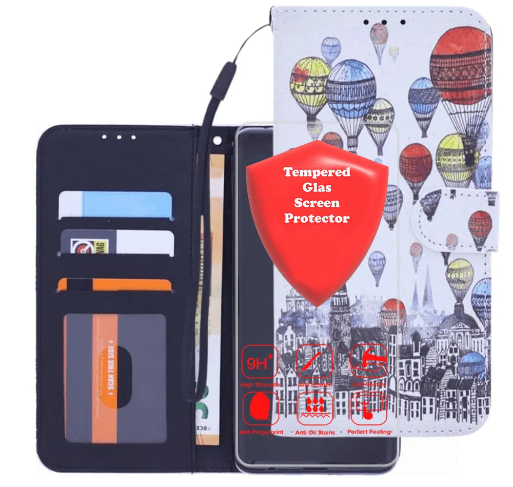 Nokia 2.4 Hoesjes – Bookcase Portemonneehoes – Air Balloon Print – Magneetsluiting – Inclusief 2x Screenprotector-Ilumina Benelux