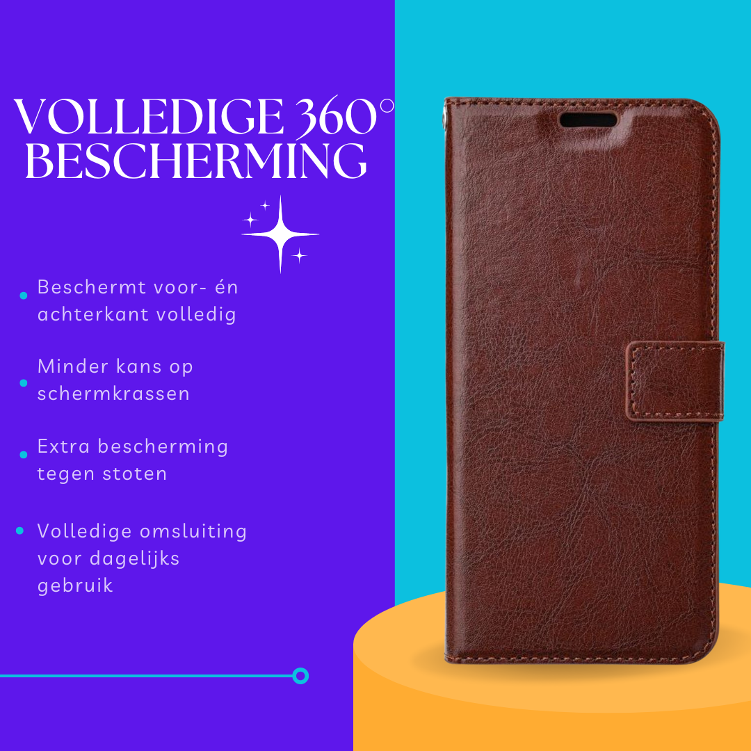 Portemonnee Hoesje - 2 Pack Screenprotector Geschikt voor: Samsung Galaxy A41 - Bruin