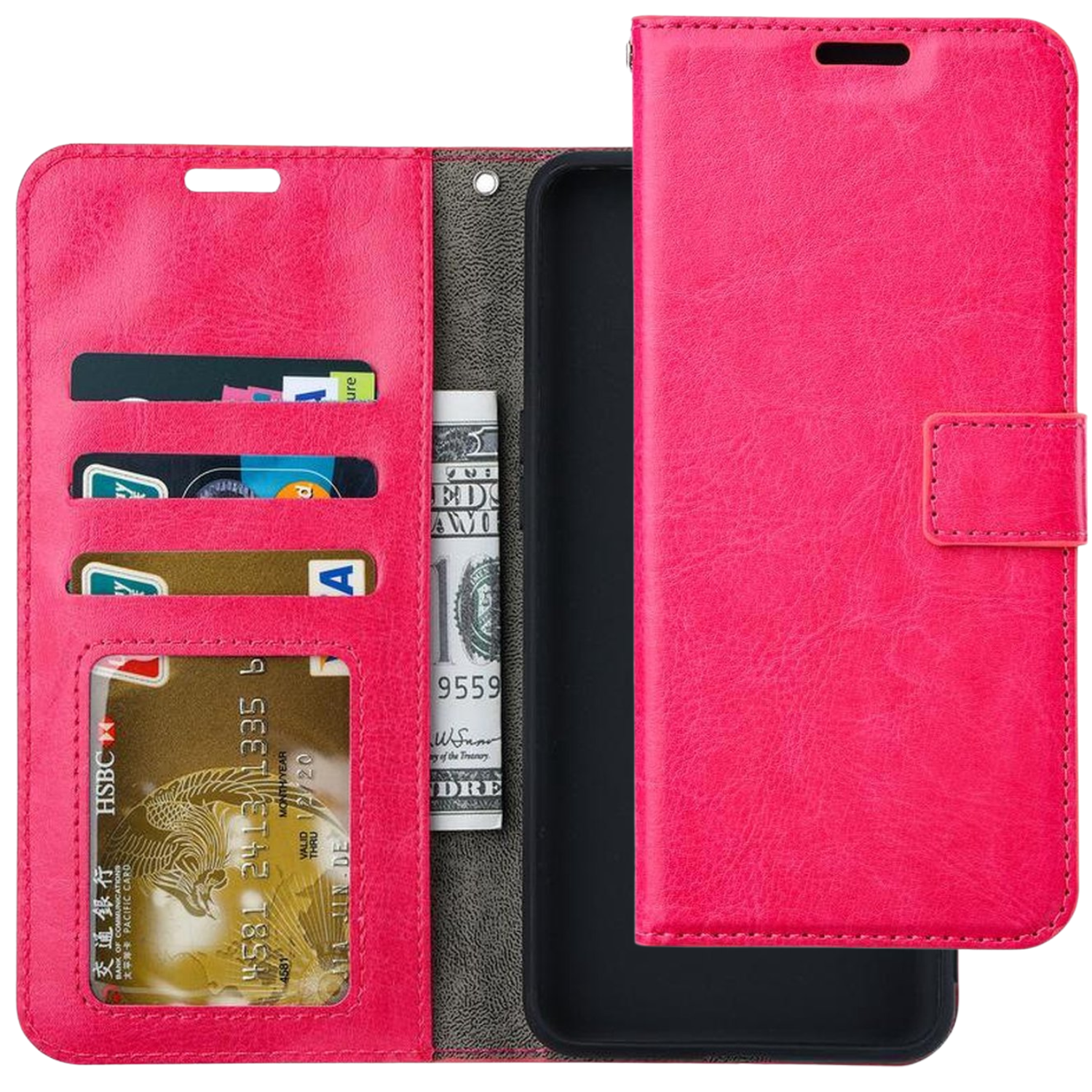 hoesje Geschikt voor: Samsung Galaxy A60 Portemonnee Roze met 2x Glas Screenprotector