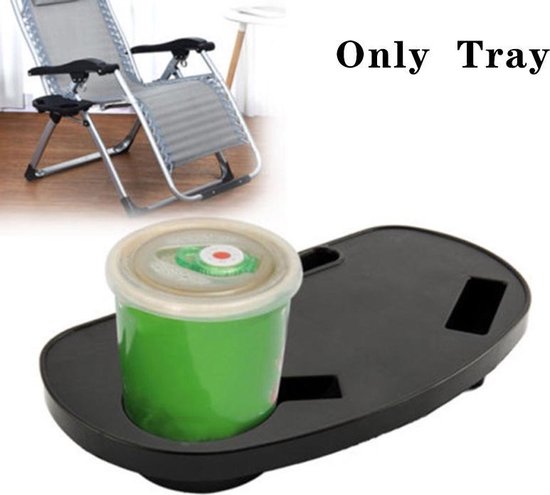 Bekerhouder strandstoel – Stoel organizer met cup- en telefoonhouder – Duurzaam kunststof – Voor klap- & kampeerstoelen – Zwart-Ilumina Benelux