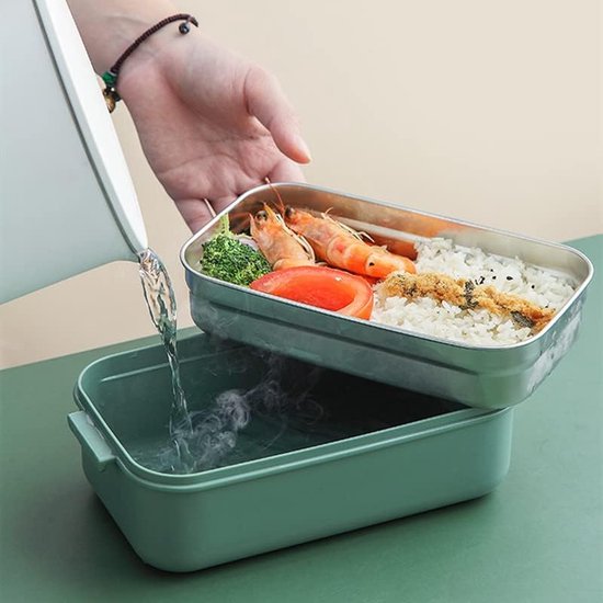 Bento lunchbox – 1260ml – 3 compartimenten – RVS inzet incl. bestek – Lekvrij magnetron & vaatwasser – Roze-Lunchbox-Ilumina Benelux