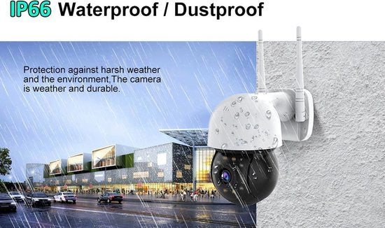 Beveiligingscamera Buiten – PTZ IP Camera WiFi 1080P – 355°/90° Draaibaar – Nachtzicht – Bewegingsdetectie – Audio – Cloud/TF Opslag-Ilumina Benelux