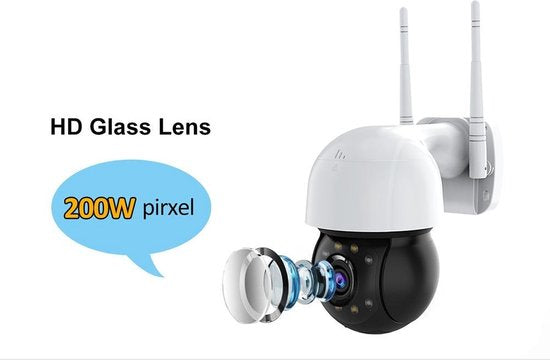 Beveiligingscamera Buiten – PTZ IP Camera WiFi 1080P – 355°/90° Draaibaar – Nachtzicht – Bewegingsdetectie – Audio – Cloud/TF Opslag-Ilumina Benelux