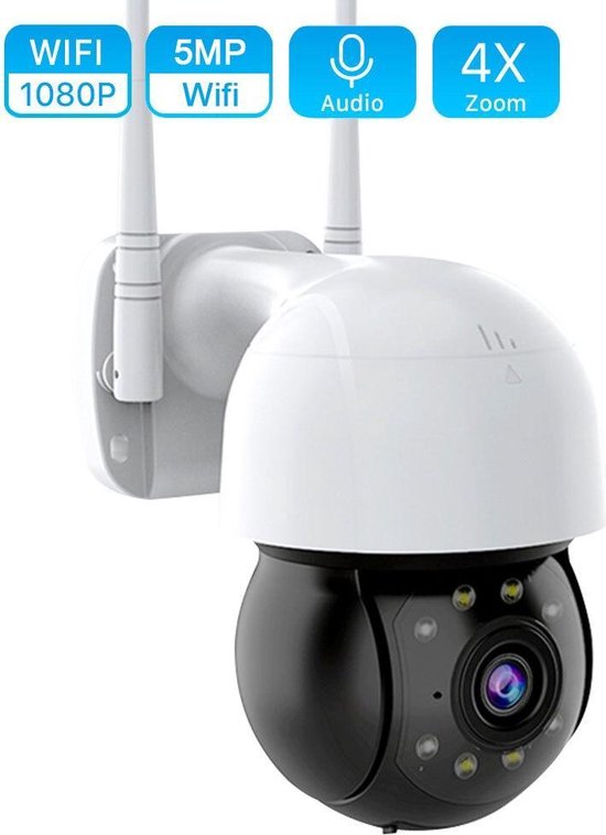 Beveiligingscamera Buiten – PTZ IP Camera WiFi 1080P – 355°/90° Draaibaar – Nachtzicht – Bewegingsdetectie – Audio – Cloud/TF Opslag-Ilumina Benelux