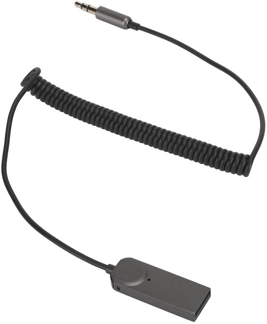 Bluetooth AUX ontvanger auto – 3,5 mm jack – USB-A voeding – Ingebouwde microfoon – HiFi stereo – Zwart-Ilumina Benelux